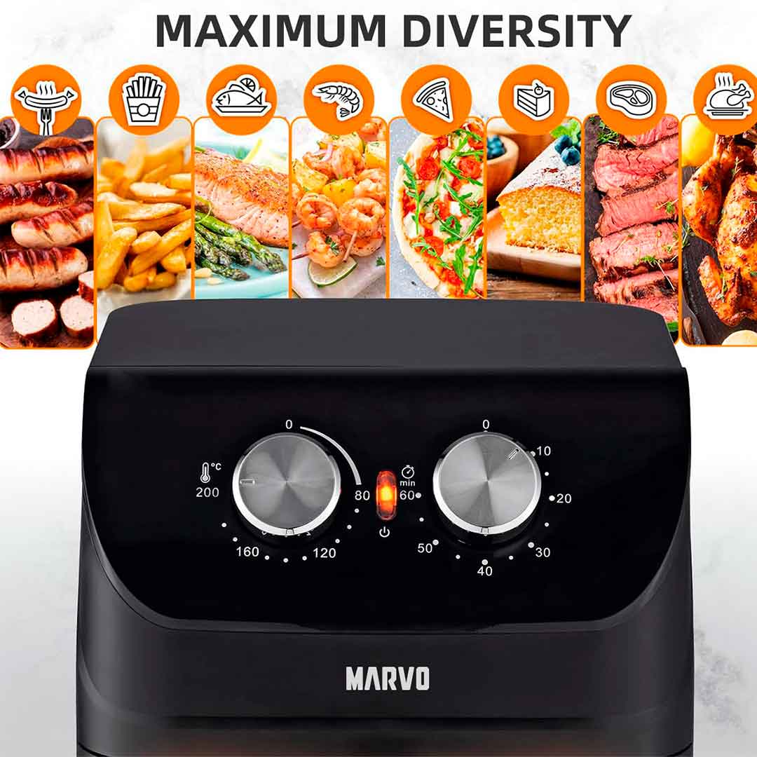 FREIDORA SIN ACEITE MARVO HAF-086 NEGRO