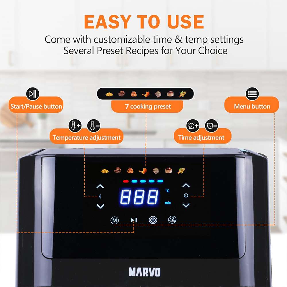 FREIDORA SIN ACEITE MARVO HAF-106 8L NEGRO