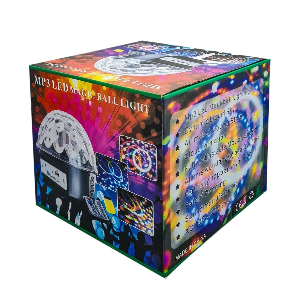 MEDIA ESFERA AUDIORITMICA LUCES RGB CON PARLANTE BT Y CONTROL REMOTO