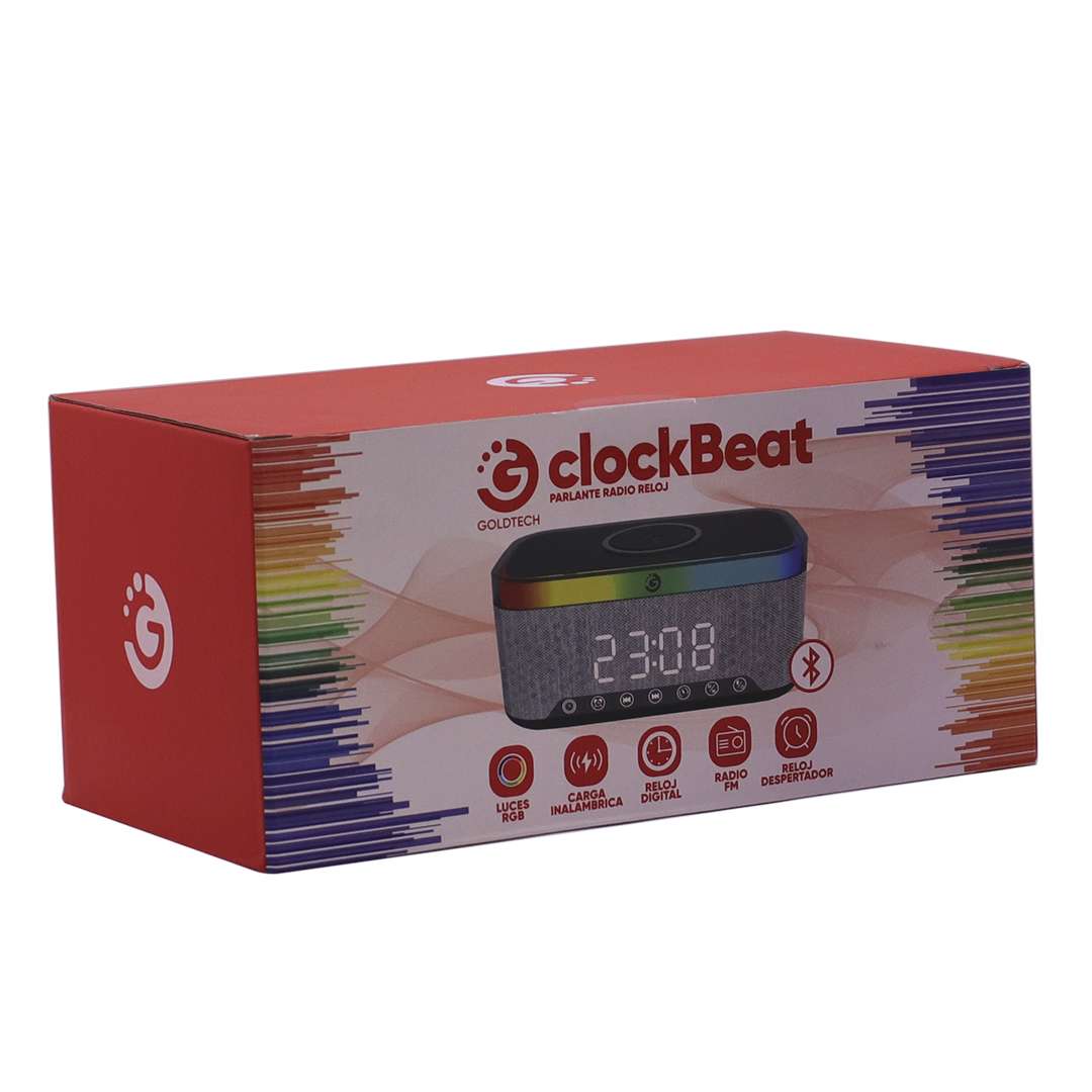 PARLANTE RELOJ DESPERTADOR GOLDTECH CON LUCES RGB