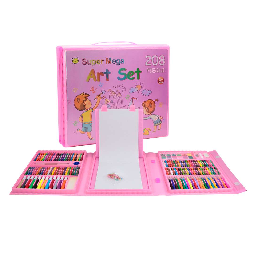SET KIT DE ARTE 208 PIEZAS MALETA DIDACTICA AZUL