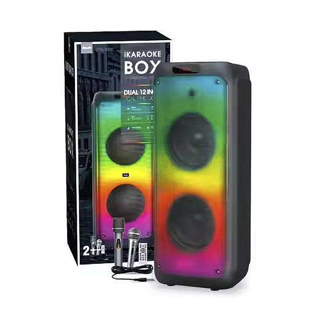 PARLANTE PORTATIL LED CON 2 MICRÓFONOS DE 12″