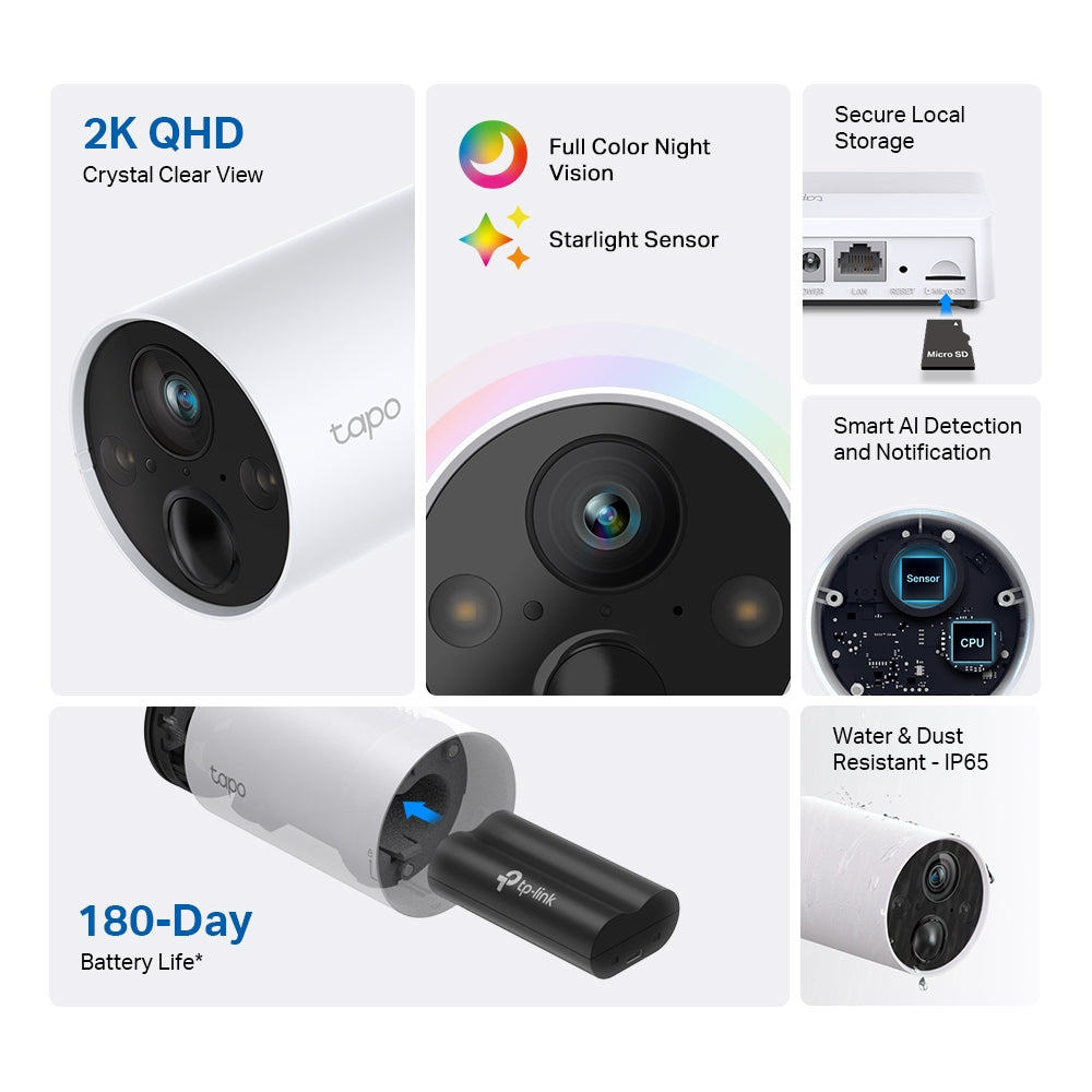 Cámara Seguridad Exterior TAPO C420S1 + Hub c/Batería 2K WiFi TP-LINK