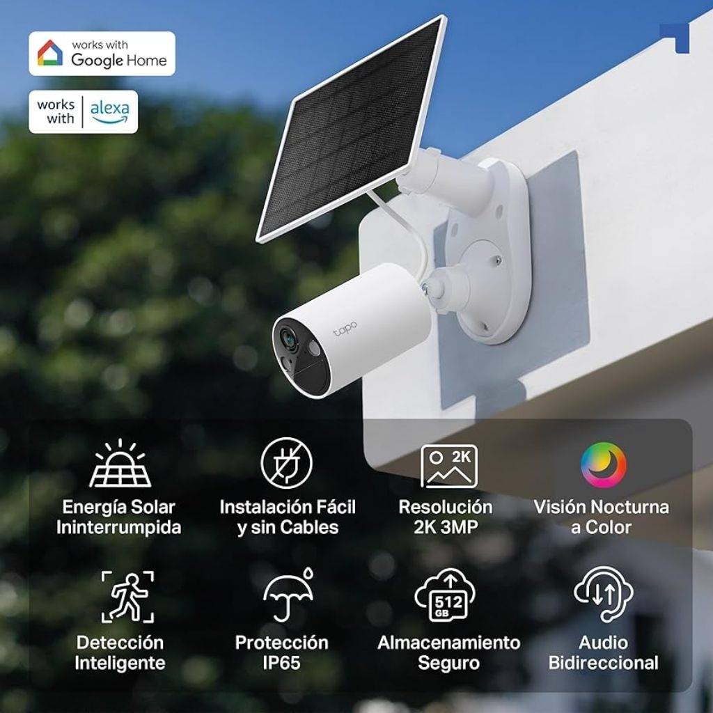 Cámara Seguridad Exterior TAPO C410 + Panel Solar c/Batería 2K WiFi TP-LINK