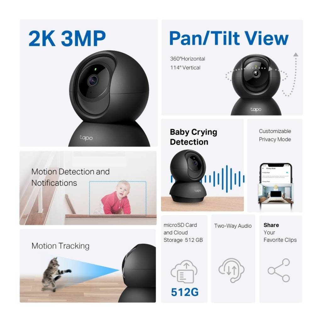 IP TAPO C211 2K Domotica PanTilt Inalámbrica Negro TP-LINK