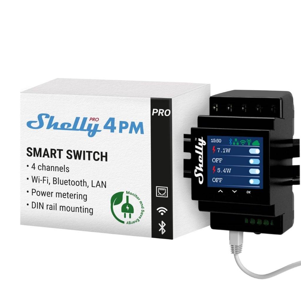Shelly Pro 4PM Cuádruple DIN WI FI