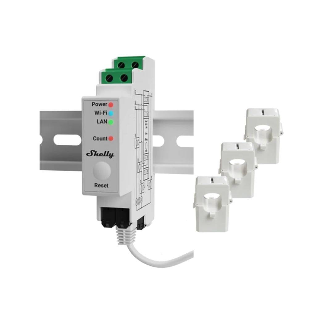 Shelly Pro 3EM 120A Medidor Trifásico DIN PM