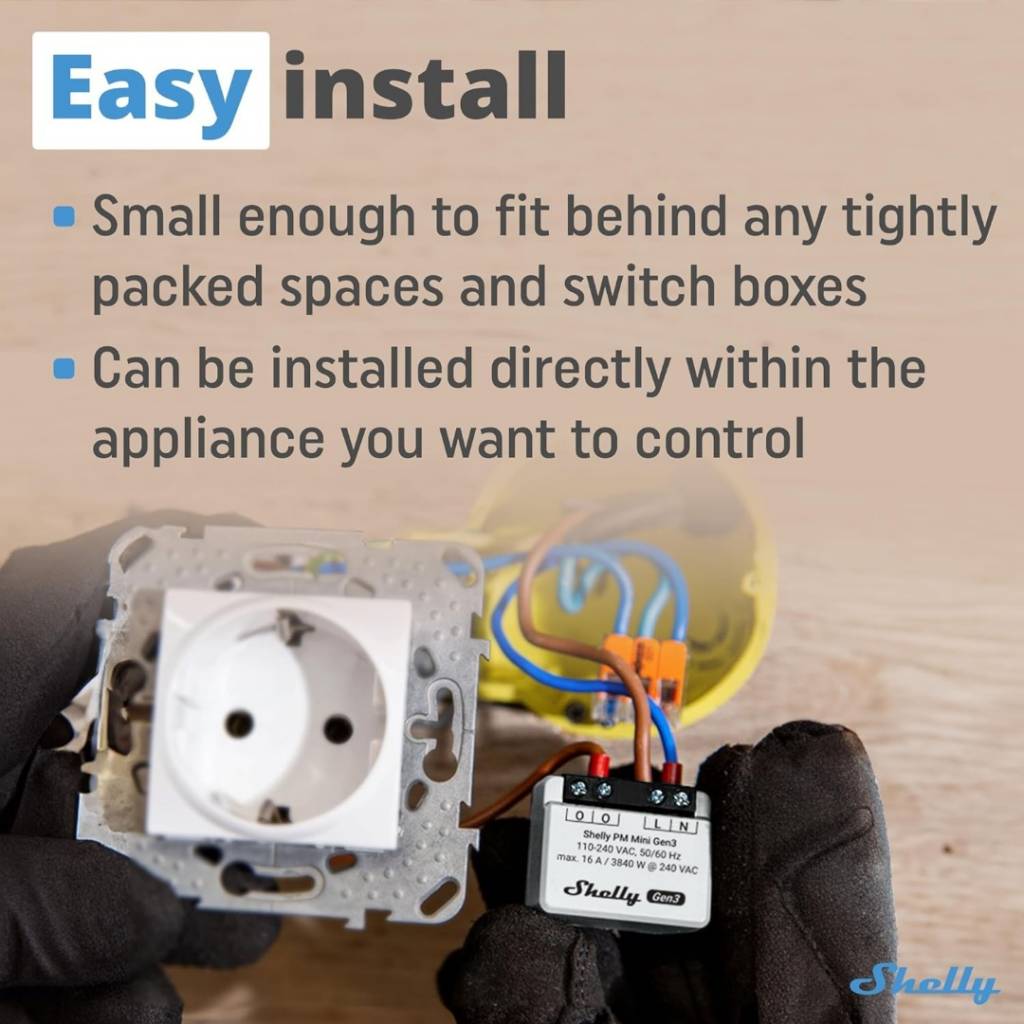 Shelly PM Mini Gen3 Relé Wi-Fi PM Mini
