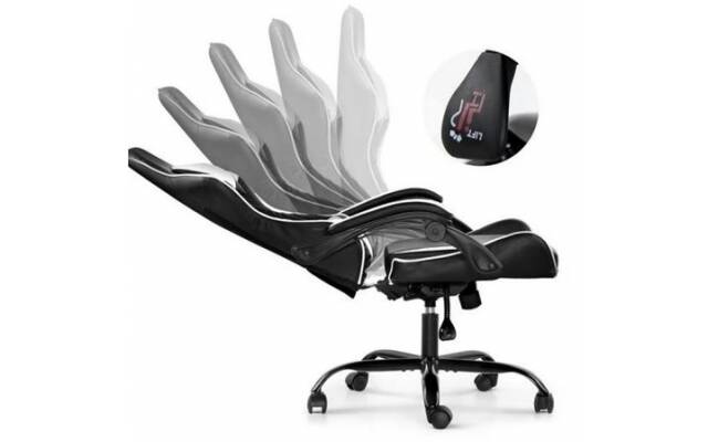 Silla Gamer Lumax ROM negro y blanco/rojo