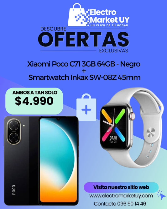 OFERTA ESPECIAL - Xiaomi Poco C71 + Smartwatch Inkax SW-08Z