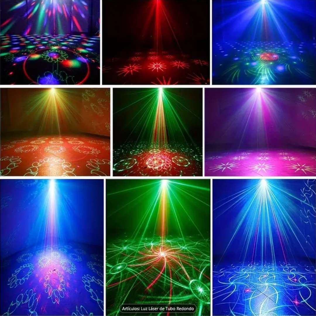 MINI PROYECTOR LASER 8EN1 LUCES RG DISCOTECA