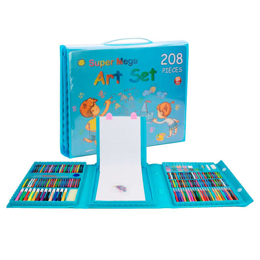 SET KIT DE ARTE 208 PIEZAS MALETA DIDACTICA AZUL