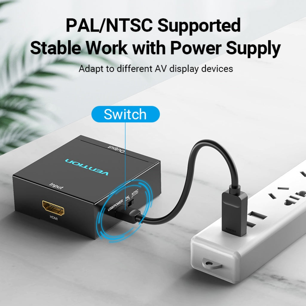 Convertidor HDMI a RCA 3xNTSC/PAL+Mini USB