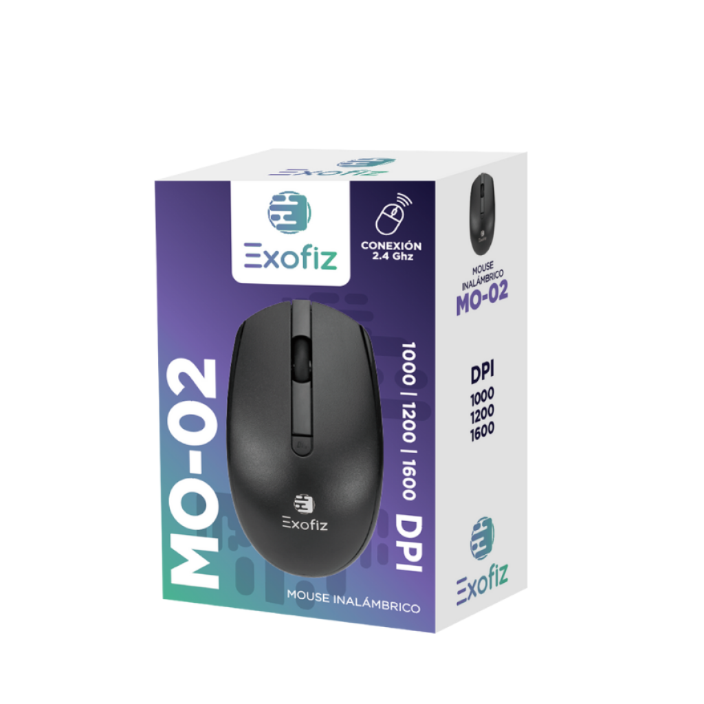 Mouse Inalámbrico MO-02 Negro Exofiz