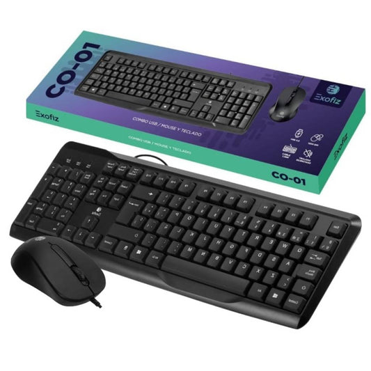 Combo USB Teclado y Mouse CO-01 Negro Exofiz