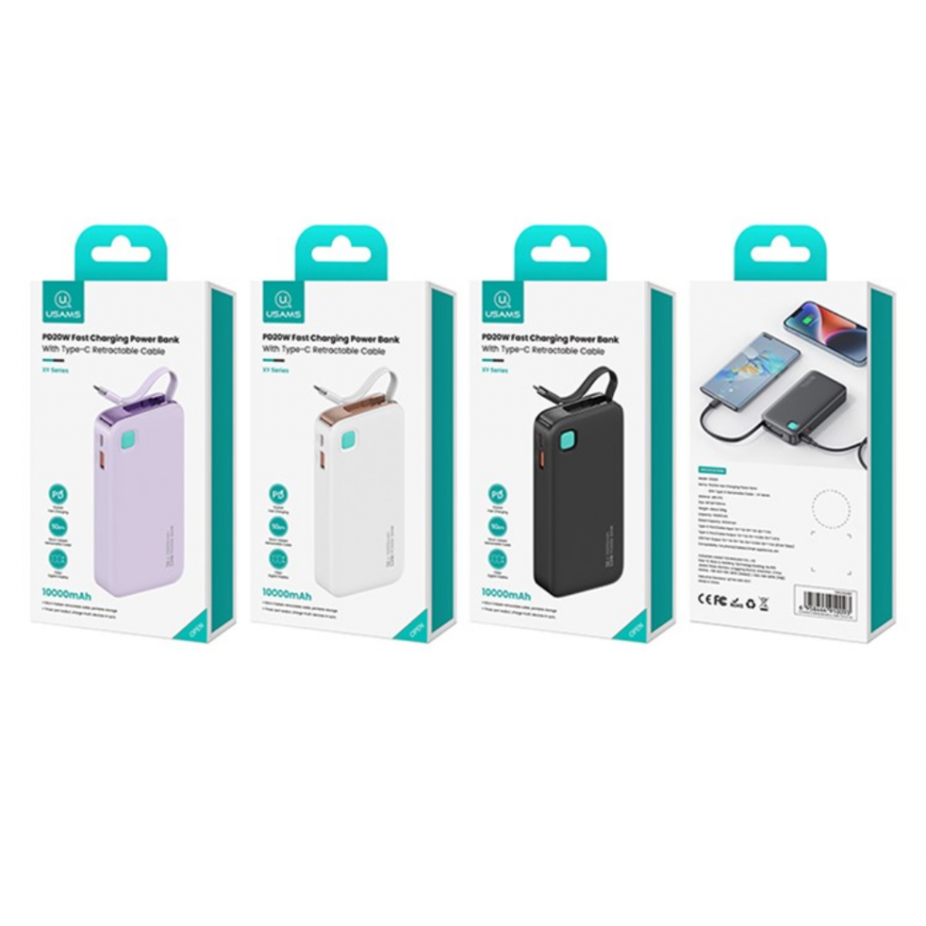 Power Bank CD224 USAMS 10.000mAh Cable Retráctil Tipo C