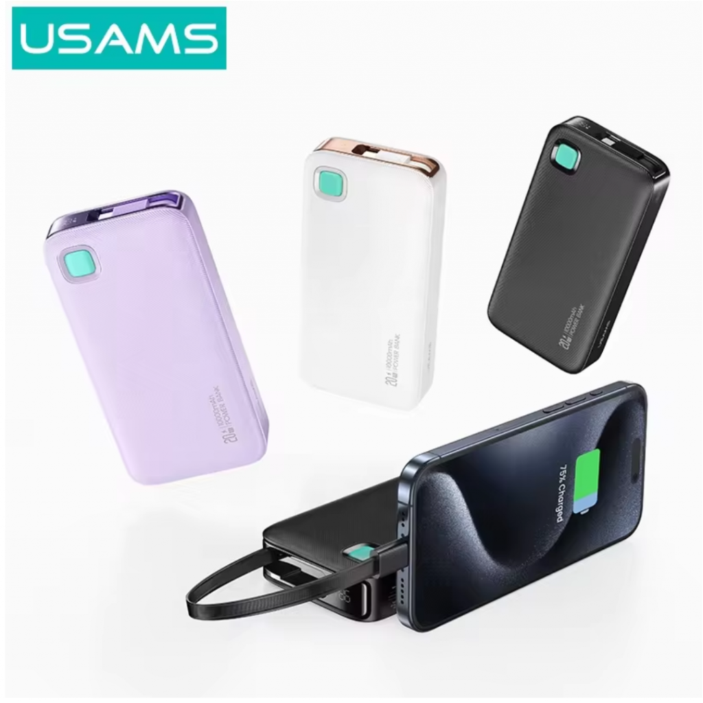 Power Bank CD224 USAMS 10.000mAh Cable Retráctil Tipo C