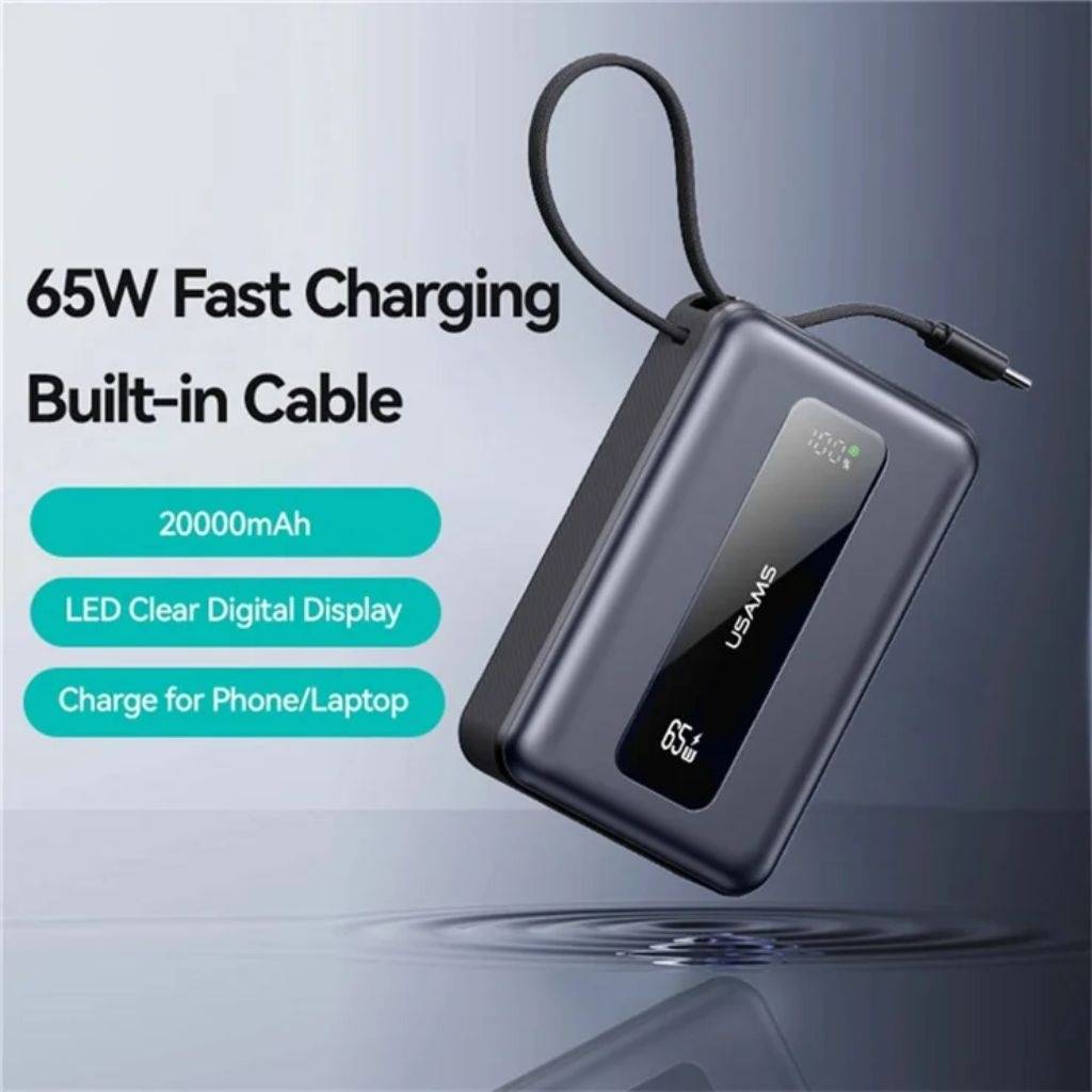 Power Bank CD243 USAMS - cPantalla LCD 20.000mAh 65W Cable Tipo C