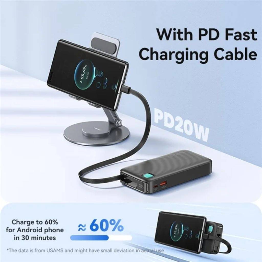 Power Bank CD224 USAMS 10.000mAh Cable Retráctil Tipo C