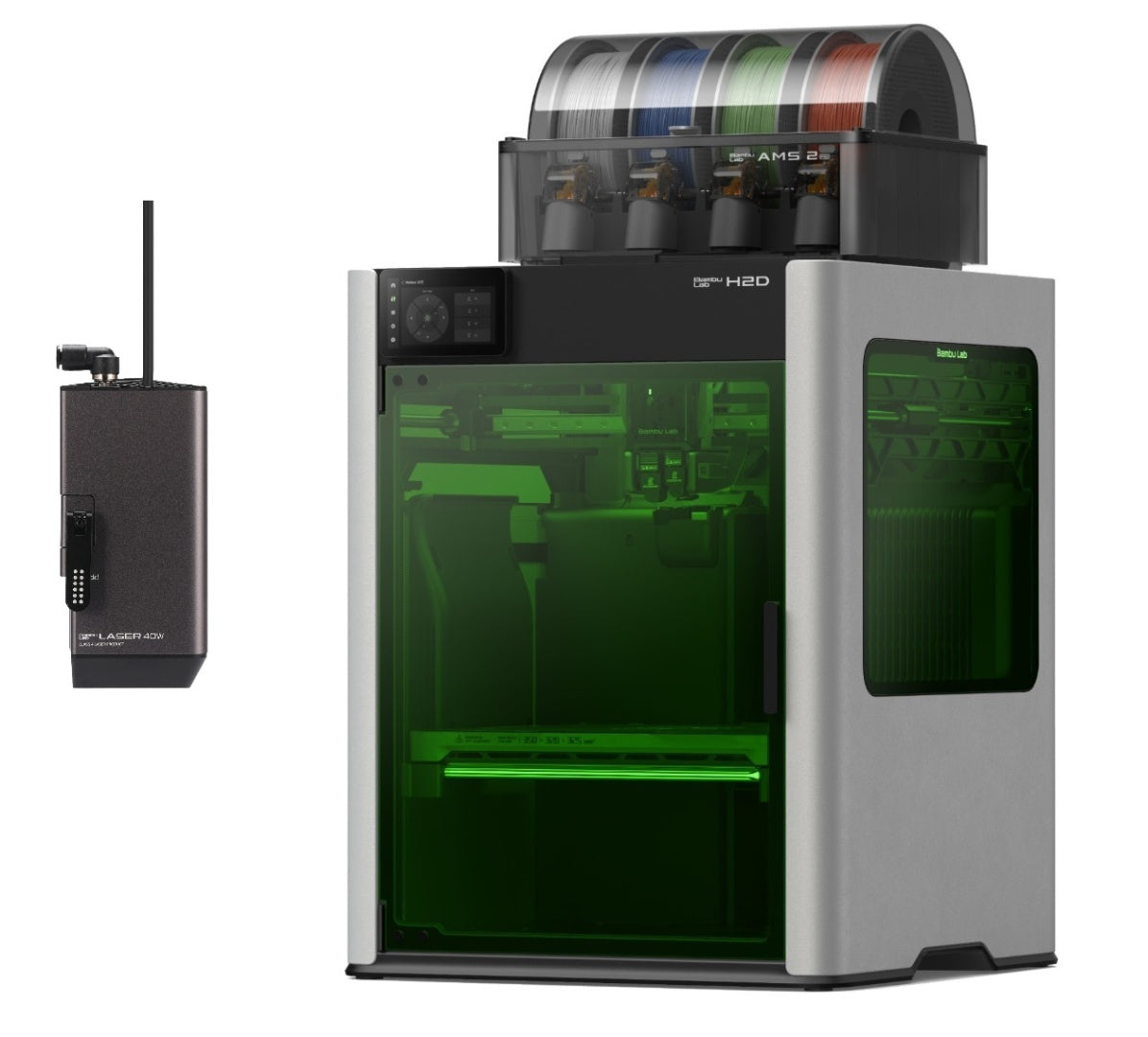 COMBO Impresora 3D Bambu Lab H2D con AMS 2 PRO + modulo Laser de 40W