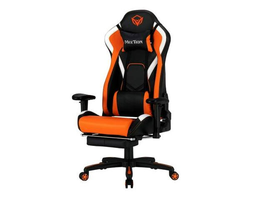 SILLA GAMER MT-CHR22 NEGRO/NARANJA CUERO PU C/APOYAPIES